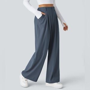 Halara Flex High Waisted Side Pocket Wide Leg Waffle Work Pants